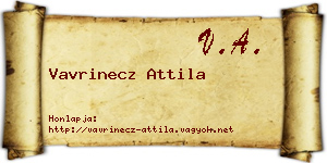 Vavrinecz Attila névjegykártya